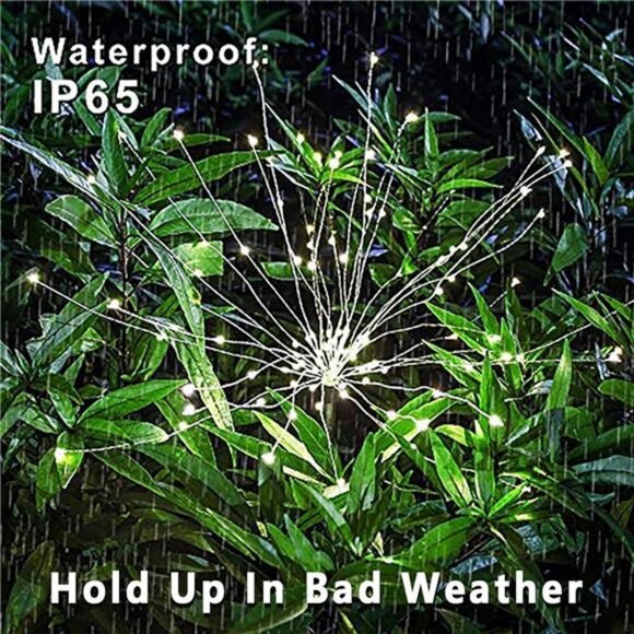 Solar Firework Lights Outdoor LED Garden Pathway Landscape Decoration Warm White - Picture 4 of 7